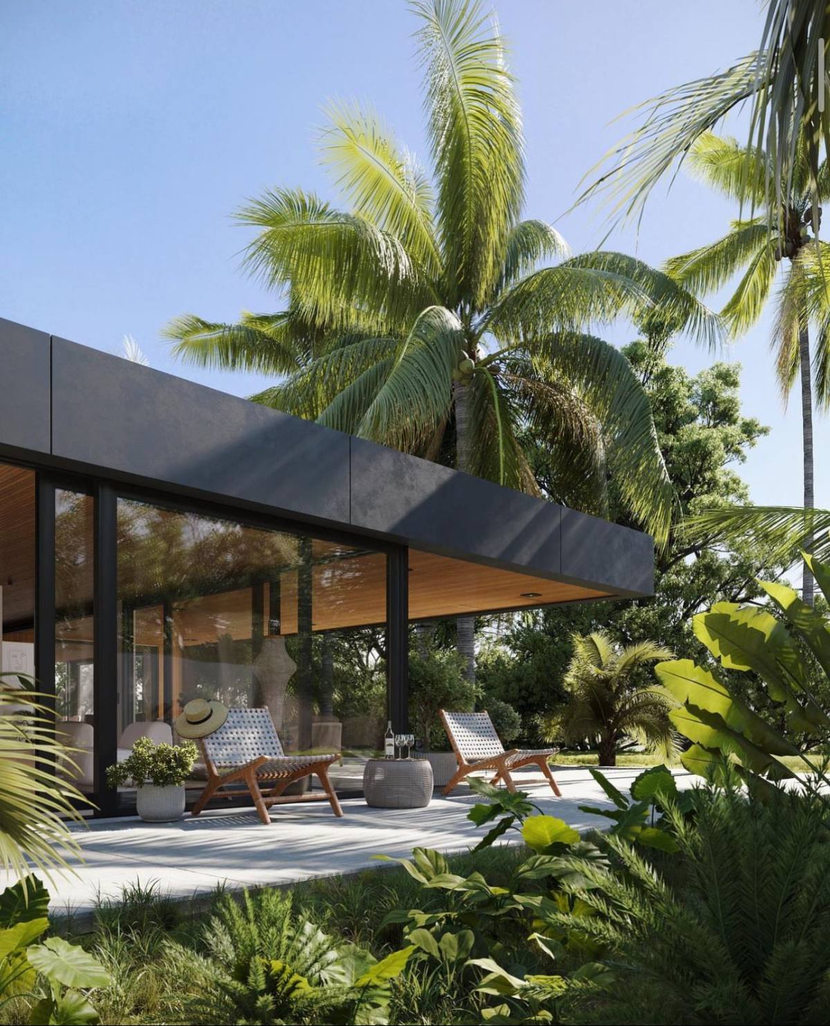 Área externa com jardim